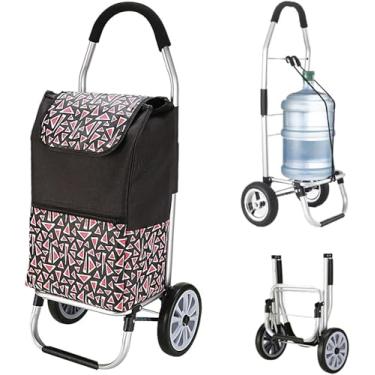 Imagem de Carrinho de rodinhas com rodas, bolsa de compras portátil, grande capacidade e suporte de carga forte, organizador de carro para compras e viagens