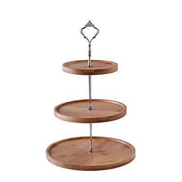 Imagem de Suportes de sobremesa brancos de 3 camadas para decoração de pratos de frutas, suporte de bolo, expositor de doces de frutas inclui/suporte redondo de sobremesa para casamento, aniversário, festa