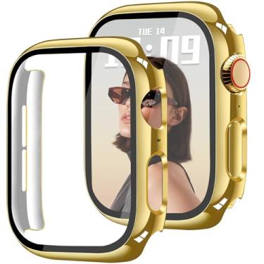 Imagem de Newlibery Capa de 44 mm compatível com Apple Watch Series 6/5/4/SE/SE2/SE3 com protetor de tela de vidro temperado HD, capa rígida de policarbonato com cobertura total, proteção antiarranhões, capa