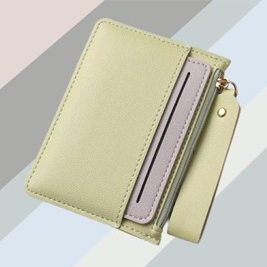 Imagem de Carteira feminina leve com zíper, bolso para cartão de poliuretano antidesmagnetização com bolso para moedas - 7 compartimentos para cartões e compartimento com zíper, carteira de viagem leve, Verde