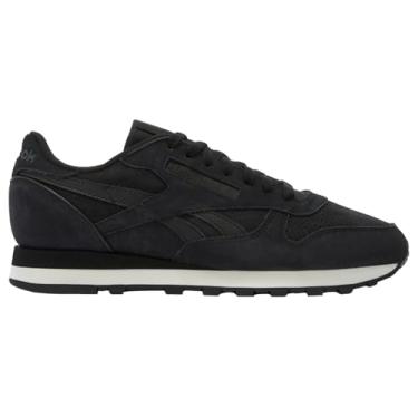 Imagem de Reebok Tênis feminino de couro clássico - preto ou branco, tamanho 34 a 43, Preto, lavado, preto e branco, 4 Women/3.5 Men