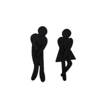 Imagem de Placa Banheiro Divertida Xixi Masculino E Feminino Preto