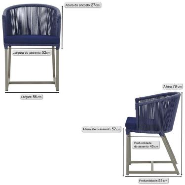 Imagem de Cadeira De Jantar Noronha Alumínio Fendi E10 Trama  Azul