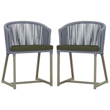 Imagem de 2 Cadeiras De Jantar Noronha Fendi Corda Náutica E13 Trama Prata