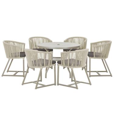 Imagem de Mesa E 6 Cadeiras De Jantar Noronha Fendi E11 Trama  Rami