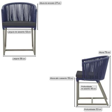 Imagem de 7 Cadeiras De Jantar área Noronha Fendi E11 Trama  Azul