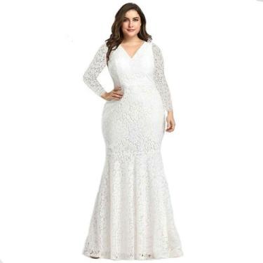 Imagem de Vestido Renda Noiva 65 Longo Plus Size Civil Festa Casamento - Bella F