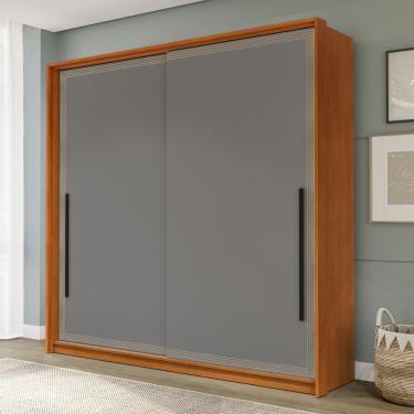 Imagem de Guarda Roupa Casal 2 Portas de Correr Valência Politorno - Freijo/Cinza