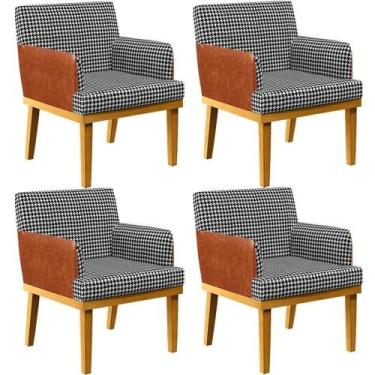 Imagem de Kit 04 Poltronas Base Mel Beatriz material sintético Camel - LYAM DECO