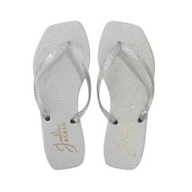 Imagem de Chinelo Julia Alves Glitter Feminino Adulto Original, Prata, 35