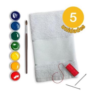 Imagem de Kit 5 Lavabo Para Pintura 30X50Cm Felpuda Branco Algodão - Dugu