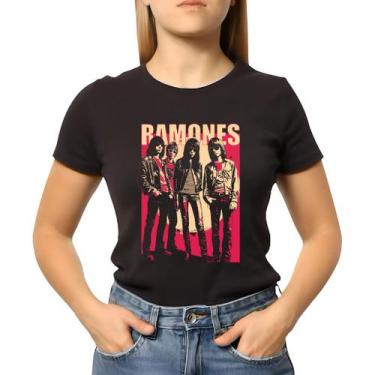 Imagem de Camiseta Baby Look Feminina Ramones Personalizada - NoBrand, Preto, G