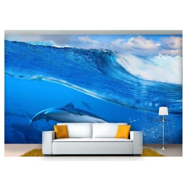 Imagem de Papel De Parede Vida Marinha Tubarão Onda 3D Fm95