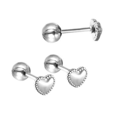 Imagem de Brincos De Aço Inoxidável Mini, Fofos, Com Formato De Coração, Borbole