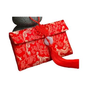 Imagem de Envelopes Tradicionais Chineses De Brocado Vermelho Para Presentes De 