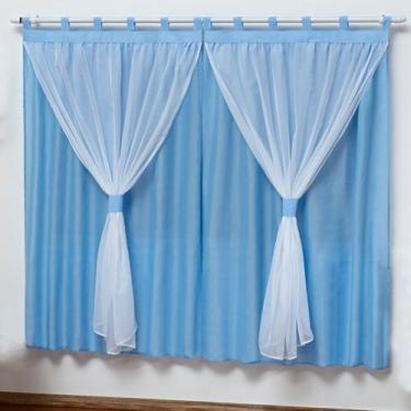 Imagem de Cortina Varão Simples Quarto de Bebê Menino Azul 2,00mX1,70m - L2M