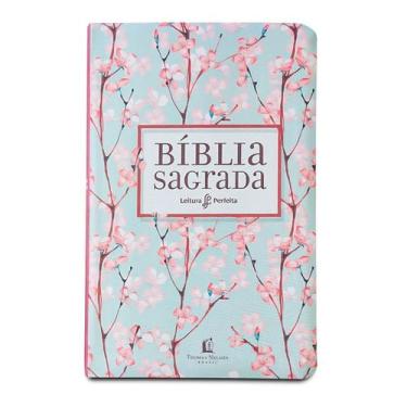Imagem de Livro - Bíblia NVI, Capa flexível de tecido, Cerejeira, Leitura Perfei