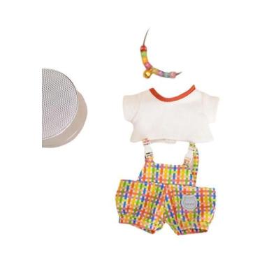 Imagem de Casaco De Pelúcia Colorido Xadrez Labubu Para Bebês, 17cm, Design Chic