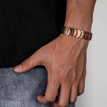 Imagem de Bracelete Masculino Cobre Magnético Equilíbrio Corporal