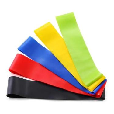 Imagem de Kit 5 Faixas Elásticas Exercícios Academia Treine Em Casa - Congratula