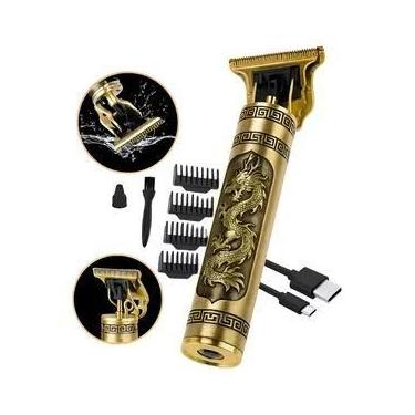 Imagem de Máquina de Cortar Cabelo Barbear Recarregável Profissional USB Vintage