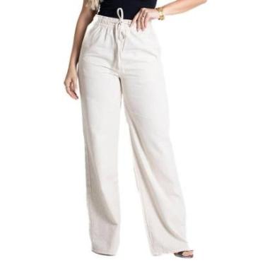 Imagem de Calça Linho Sawary Wide Leg - 280521 - Bege 44-Feminino