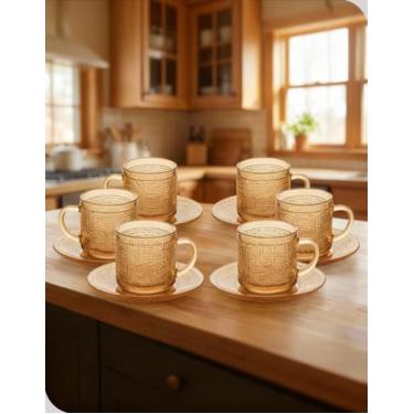 Imagem de Conjunto 6 Xícaras de Café Jogo Completo Rattan Hauskraft Vidro 90 ml