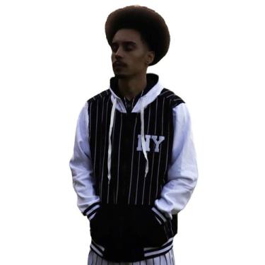 Imagem de Jaqueta Moletom Masculina M10 Dunk NY Listrado, Preto,  P