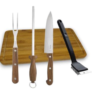 Imagem de Kit Churrasco Churrasqueiro Com Tábua E Escova Limpa Grelha - NAGAMIX