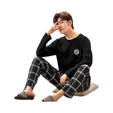 Imagem de Conjunto De Pijamas Masculinos De 2 Peças Com Manga Longa, Confortávei