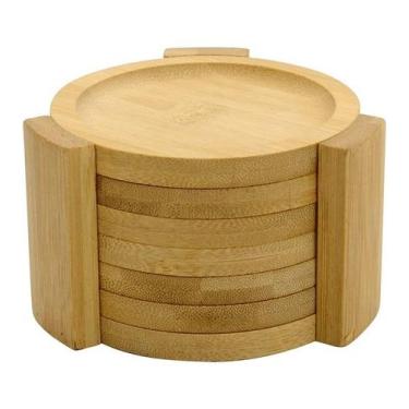 Imagem de Porta Copo Redondo 10cm Com Suporte Ecokitchen Em Bambu - Mimo Style