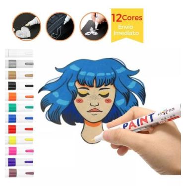 Imagem de Kit 2 Canetas Paint Marker Permanente Multiuso Pneu Vidro Metal Madeir