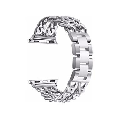 Imagem de Pulseira Aço Elos Dupla Corrente, Compatível com Apple Watch (42/44/45, Prata)