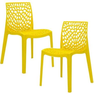 Imagem de Kit 02 Cadeiras Decorativas Sala De Jantar Gruvyer Amarelo - Lyam Deco