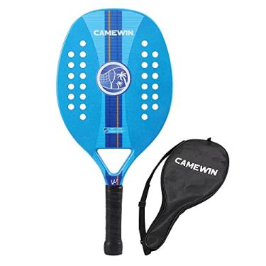 Imagem de Raquete de tênis de praia fibra de carbono com núcleo de espuma de memória eva padel de tênis de praia raquete de tênis de praia (Azul)