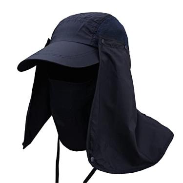 Imagem de Proteção UV Sun chapéu ao ar livre chapéu de sol masculino chapéu de pesca de pescador unisex,Navy blue