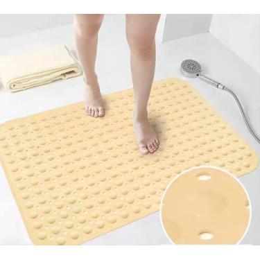 Imagem de Tapete de chuveiro antiderrapante para idosos, tapete de banheira antiderrapante de 71 x 35 cm com ventosa, tapete de banho para chuveiro, tapete de banheiro lavável à máquina com