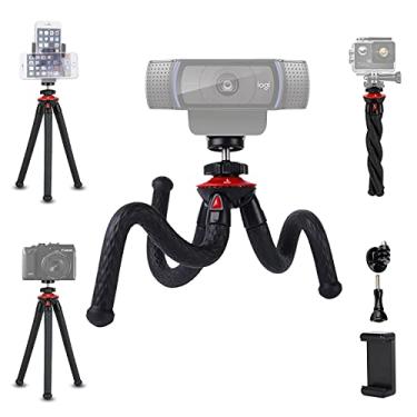 Imagem de Mini tripé para câmera/telefone/webcam, tripé NexiGo flexível, compatível com NexiGo Logitech Webcam C920 C922 Brio iPhone/Android/câmera, Vlogging/Live Streaming (preto)