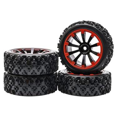 Imagem de JIUWU 4 x RC 1: 10 rodas de escala + padrão de cruzamento de pneus para RC On-Road preto