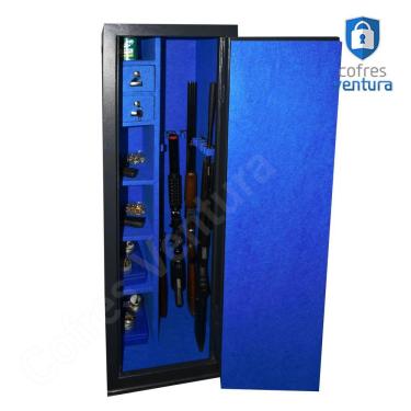 Imagem de Cofre Armario Diamante 140x42x42 para armazenar 15 peças (07 longas e 08 curtas) Preto com Azul