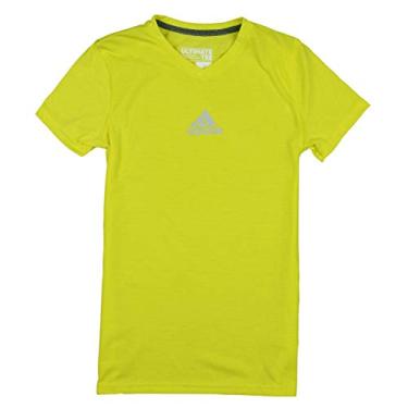 Imagem de Adidas Camiseta juvenil com gola V atlética para meninas grandes, Vivid Yellow, Large