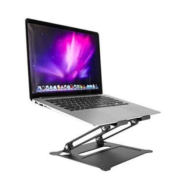 Imagem de Suporte portátil de alumínio para laptop Riser para laptop, suporte ajustável de vários ângulos para laptop Suporte de refrigeração para computador notebook 11-17"e tablet dobrável, cinza