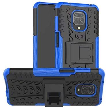 Imagem de Capa Capinha Anti Impacto Para Xiaomi Redmi Note 9 com Tela de 6.53" polegadas Case Armadura Hybrid Refor�ada Com Desenho De Pneu - Danet (Preto com Azul)