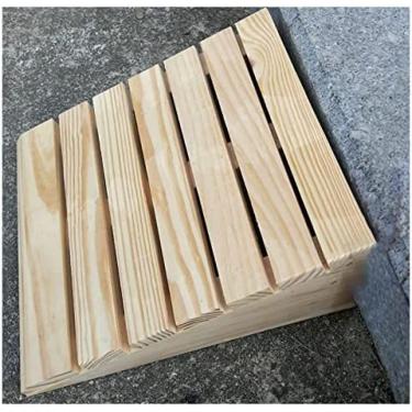 Imagem de Rampa De Madeira Para Cadeira De Rodas Rampa De Limiar De 6/5/4/3 Polegadas, Rampas De Meio-fio/meio-fio Para Entrada De Acesso À Porta, Superfície Antiderrapante,Natural,38,8 X 35 X 14 Cm,incompa