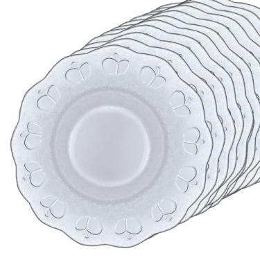 Imagem de Pratos Fundo De Vidro Resistente Cereja Louça 23cm 12 Uni