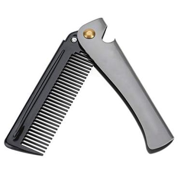 Imagem de Pente Para Modelar Bigode De Bolso Dobrável, Pente De Dentes Redondos De Aço Inoxidável, Pente Antiestático Para Cabelo E Barba Para Homens (02#)