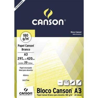 Imagem de Bloco Canson A3 Branco 20 Folhas Desenho 180g/m²