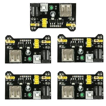 Imagem de Módulo de fonte de alimentação 3,3V 5V para MB102 102 Prototype Breadboard DC 6,5-12V ou módulo de fonte de alimentação USB, 5 peças