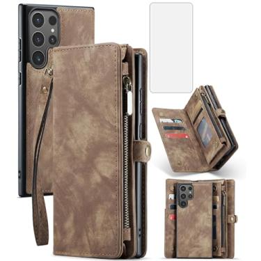 Imagem de Asuwish Capa de telefone para Samsung Galaxy S24 Ultra 5G carteira com zíper removível com protetor de tela de vidro temperado e porta-cartão de crédito flip celular S24Ultra 24S S 24 24Ultra mulheres