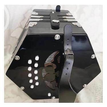 Imagem de Acordeão hexagonal de 20 chaves para adultos, acordeão profissional para iniciantes, concertina profissional (preto)
